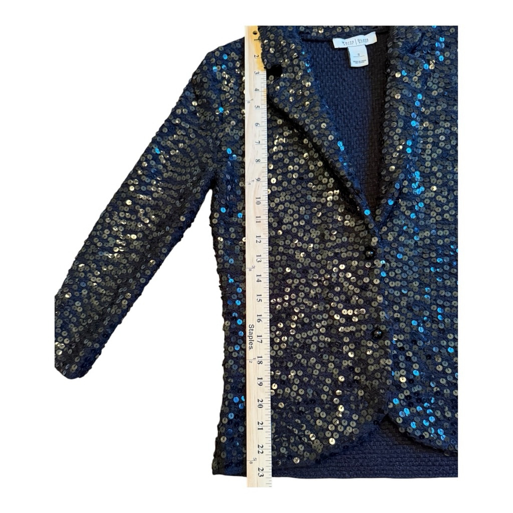 White House Black Market Blazer Size S Black Sequin - Picture 9 of 10